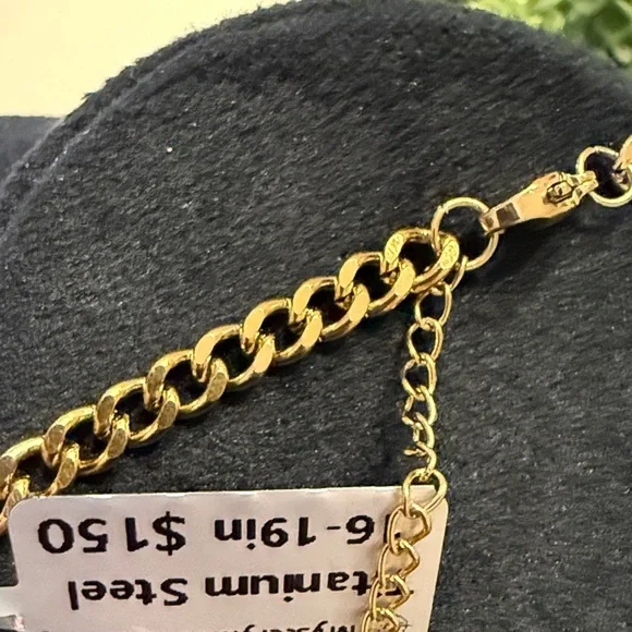 Gold Heart Titanium Steel 16-18” Charm Necklace - Picture 7 of 7